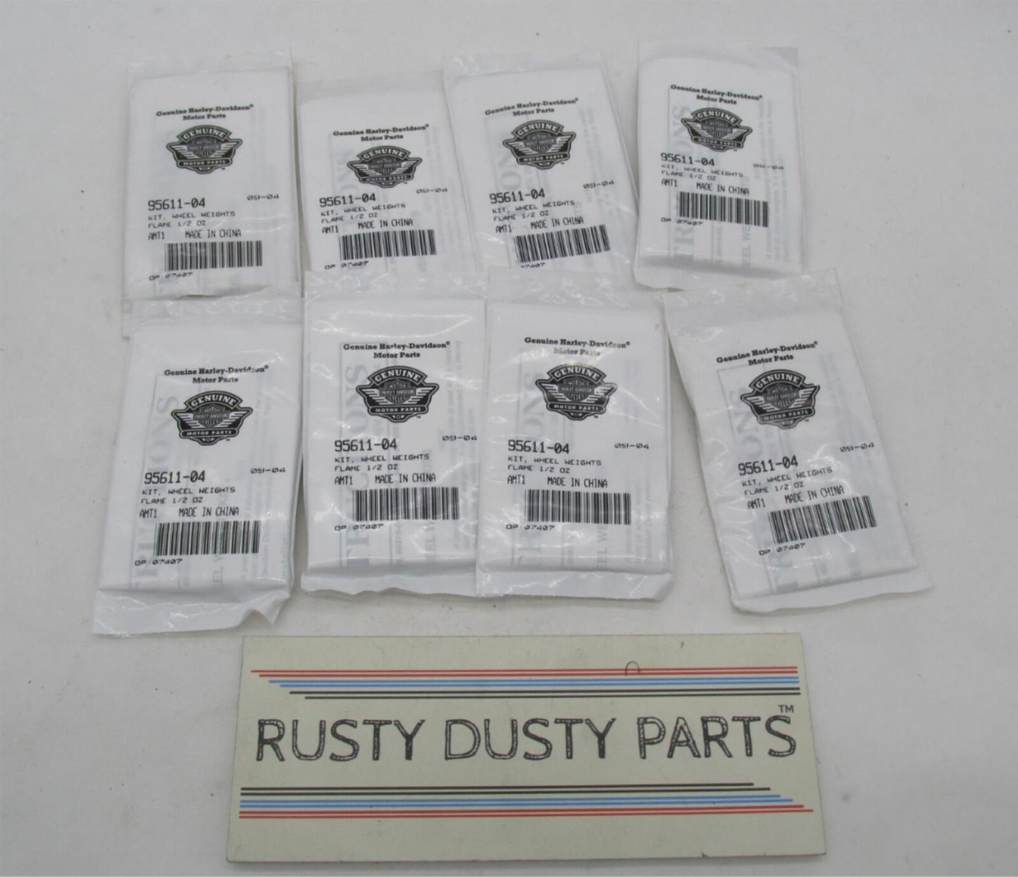 Lot of 8 Harley Davidson Genuine NOS Wheel Weights Flame Kit 95611-04