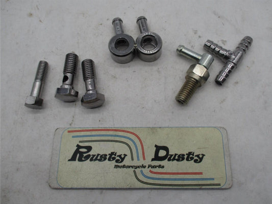 Mixed lot of Harley Motorcycle Brake Line Hardware Banjo Bolts T Junctions