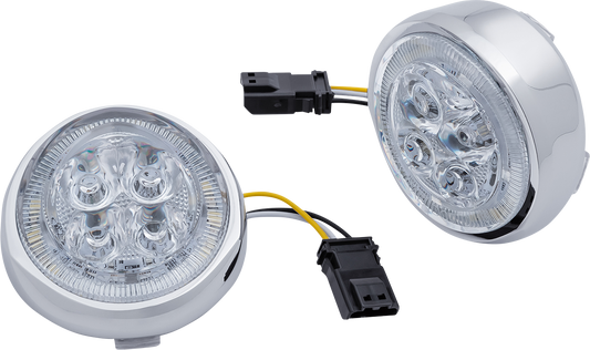 CIRO LED Lighted Fang Front Signal Light Inserts with Bezel Chrome/Clear 45403