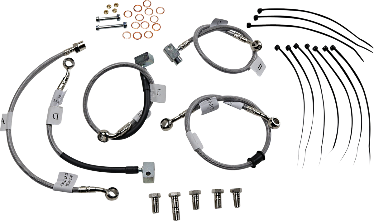 Galfer Stainlesss Steel Brake Line Kits 5 Lines Front Rear FK003D928-5