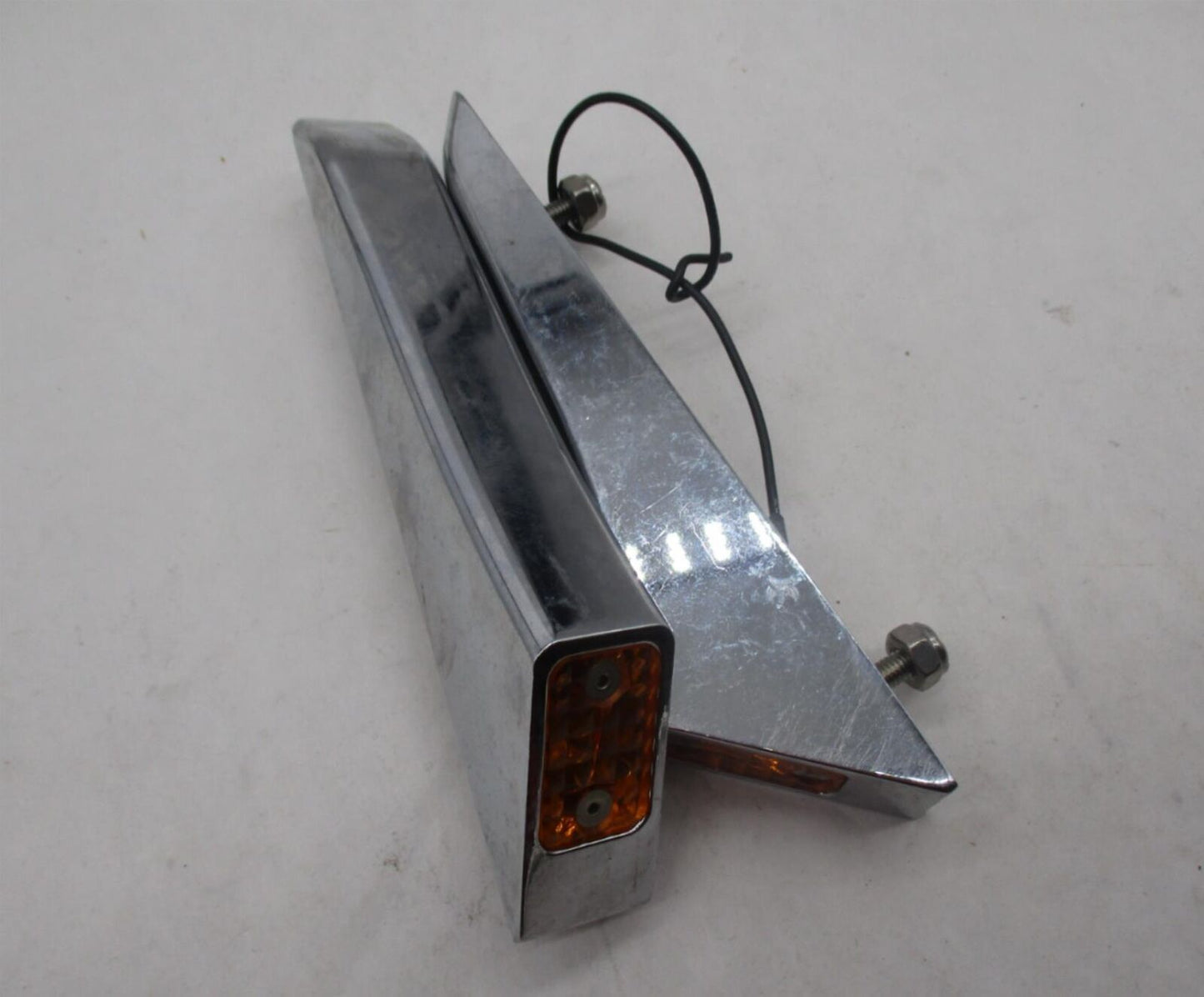 Set of 2 Harley Davidson Fender Chrome Strut Amber Chrome Side Marker Lights