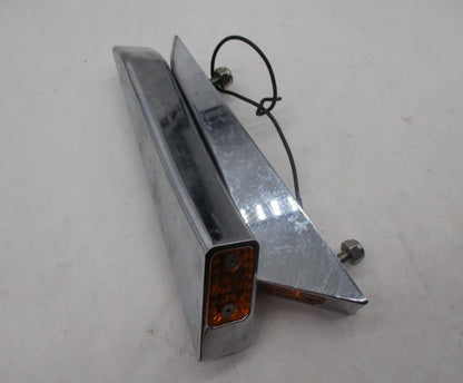 Set of 2 Harley Davidson Fender Chrome Strut Amber Chrome Side Marker Lights