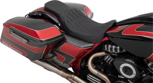 Drag Specialties Predator 2-Up Seat Double diamond, black thread 0801-1270