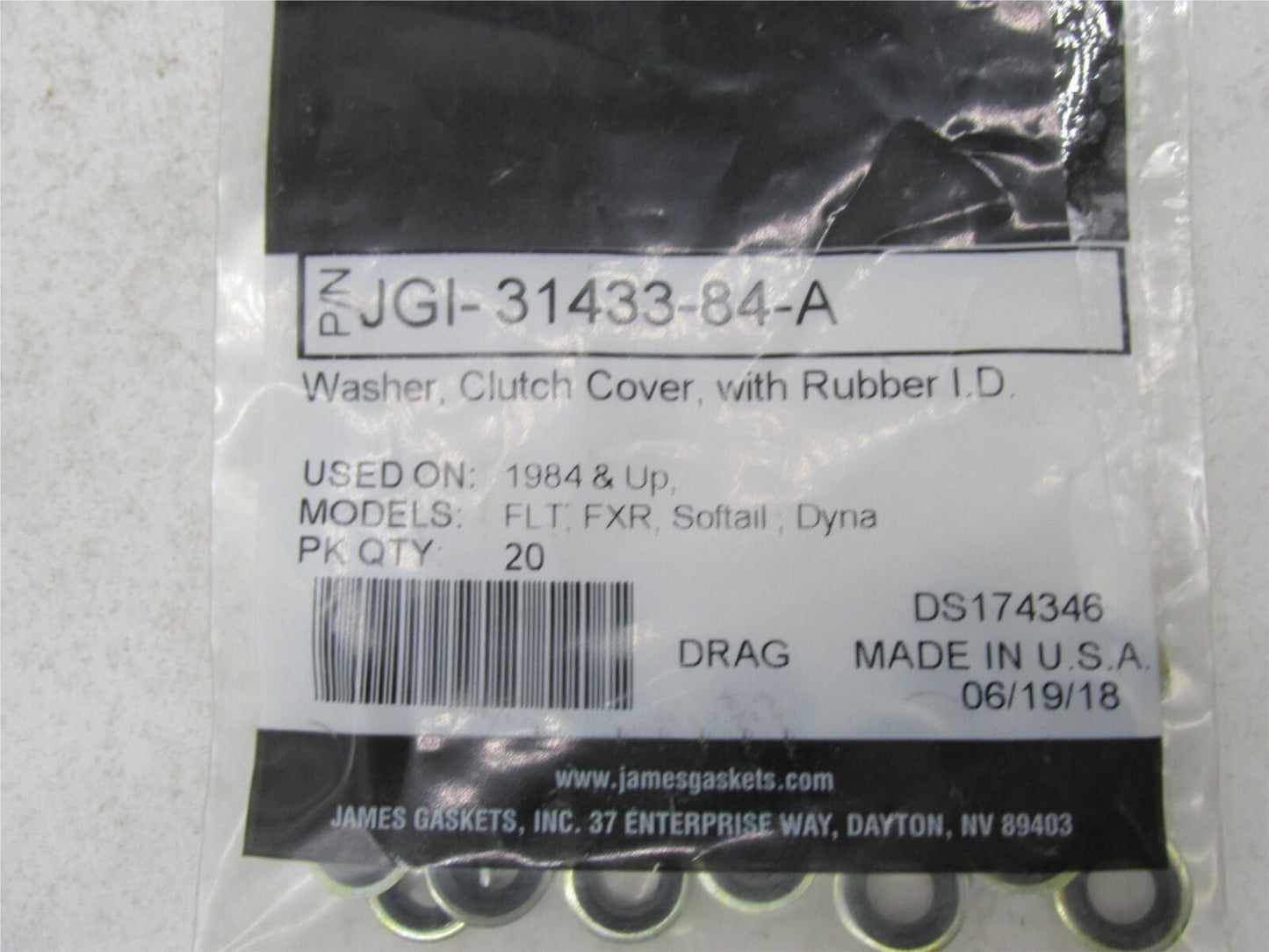 Lot of 17 Harley James Clutch Cover Washers w/ Rubber JGI-31433-84-A