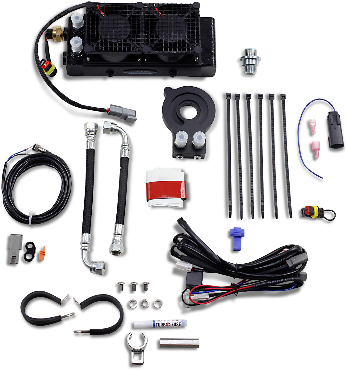 ULTRACOOL 3.0 Lower Fairing Mount Oil Cooler with Fan Kit for M8 Black SMT8-3