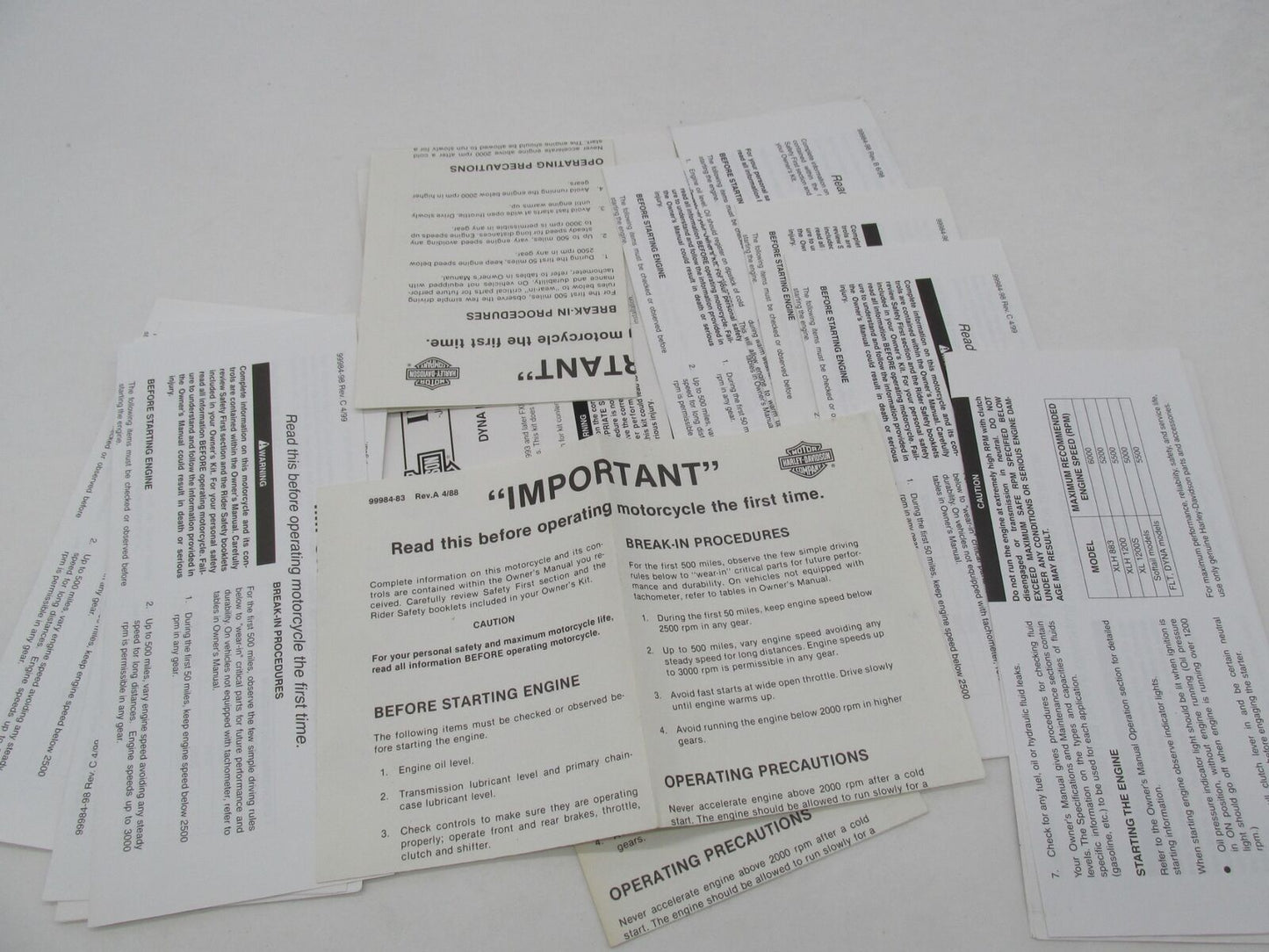 Huge Mixed Lot of Harley-Davidson Instruction Operation Literature 99984-98