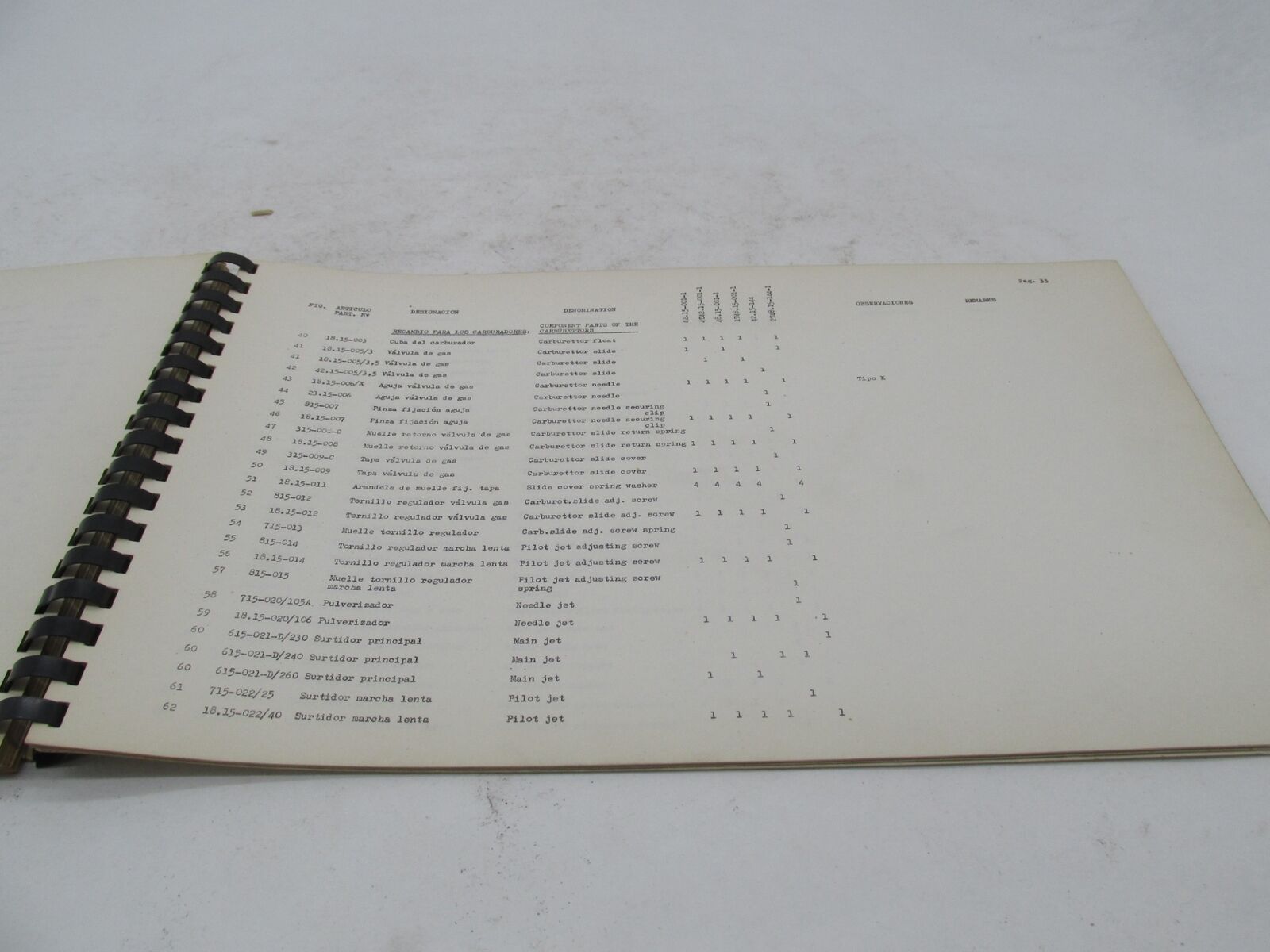 Bultaco Original Factory Pursang Motorcycle Catalog Parts List
