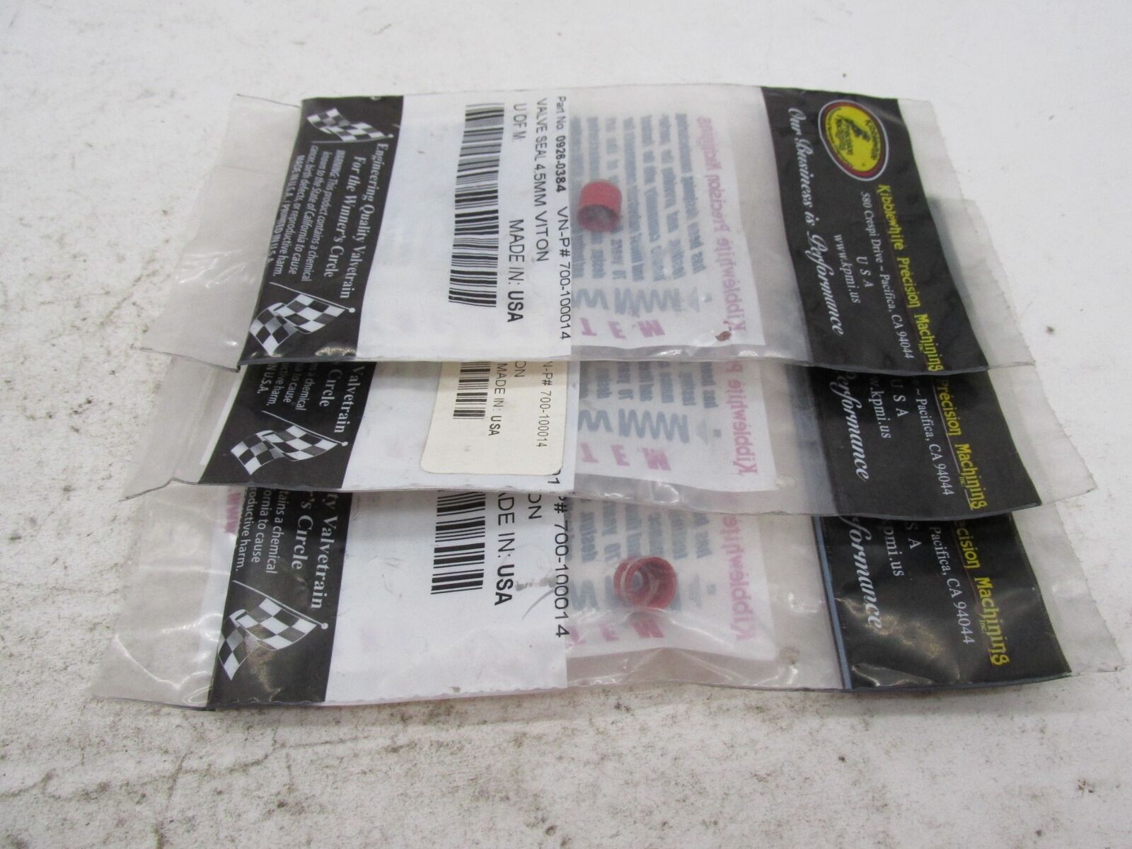 Lot of 3 Kibblewhite Precision Valve Seals 4.5MM Viton 0926-0384 700-100014
