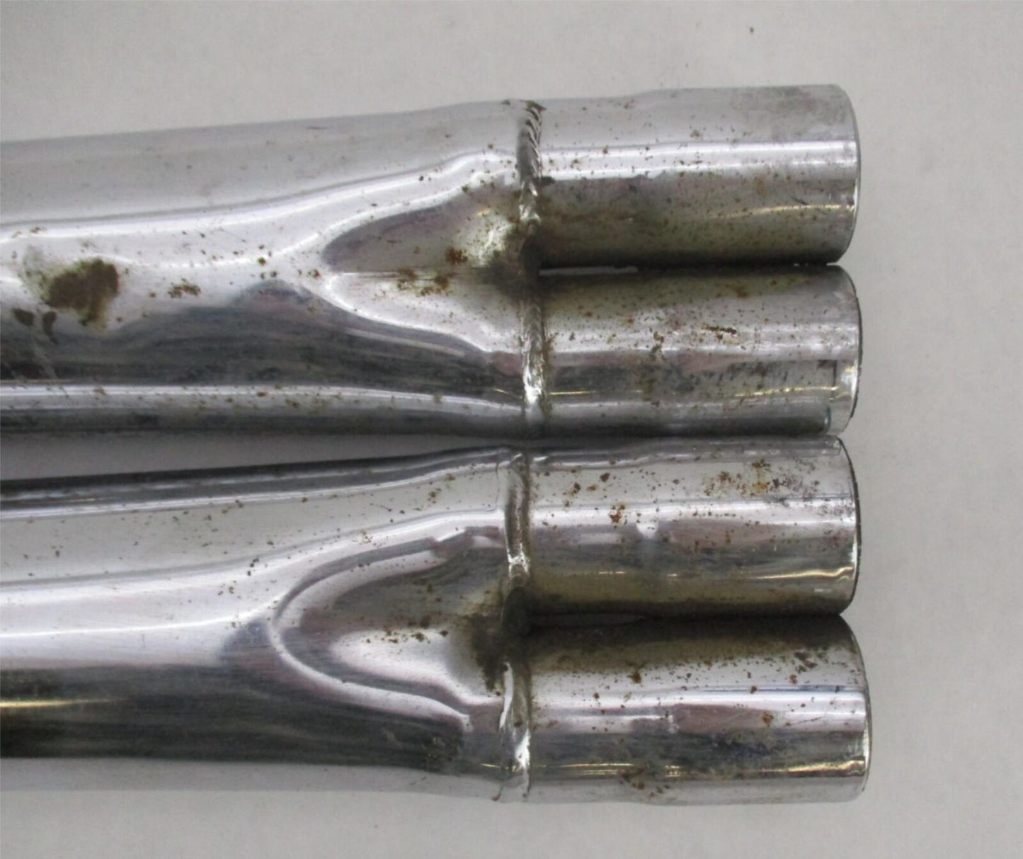 Set of 2 Vintage Motorcycle 2 into 1 Exhaust Mufflers 1.5" OD / 2.5" OD