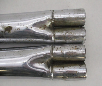 Set of 2 Vintage Motorcycle 2 into 1 Exhaust Mufflers 1.5" OD / 2.5" OD