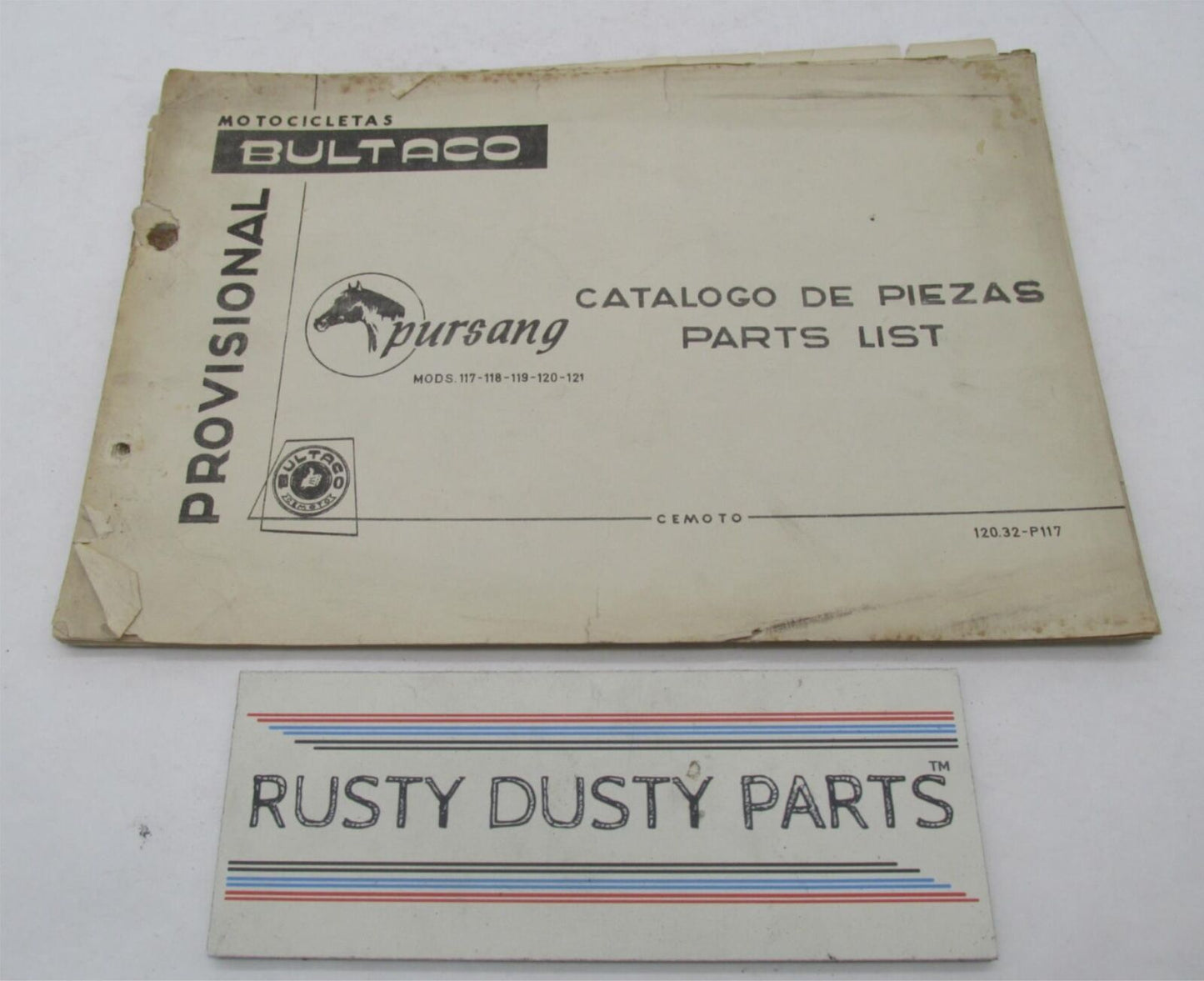 Bultaco Original Provisional 1973 Pursang Parts Catalog List 120.32-P117