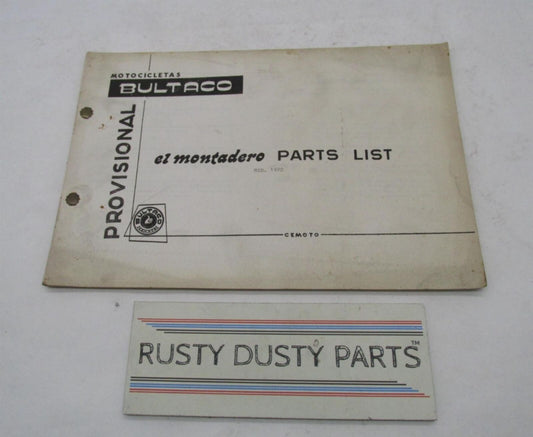 Bultaco 1969 Original Provisional El Montadero Parts Catalog List 70.32-P066