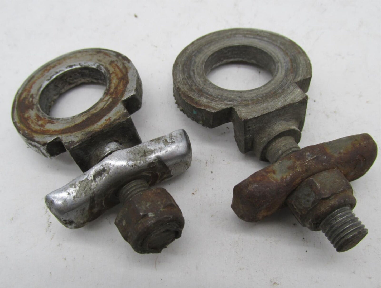 Pair Triumph 1954-73 650 6T T110 T120 TR6 Rear Axle Chain Tensioner Adjusters