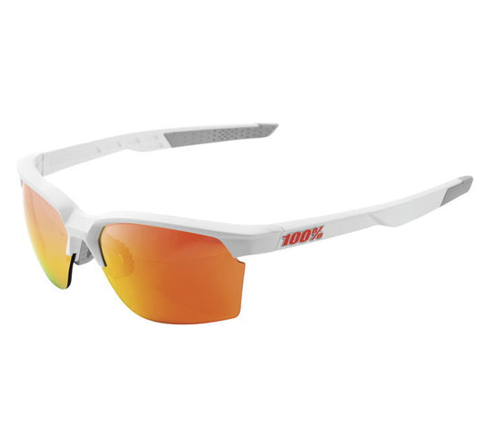 100% Sportcoupe Sunglasses White w/Red Mirrored HiPer Lens 61020-000-43