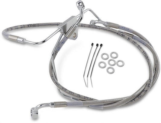 Drag Specialties Extended Stainless Steel Front Brake Line Kit 1741-2631