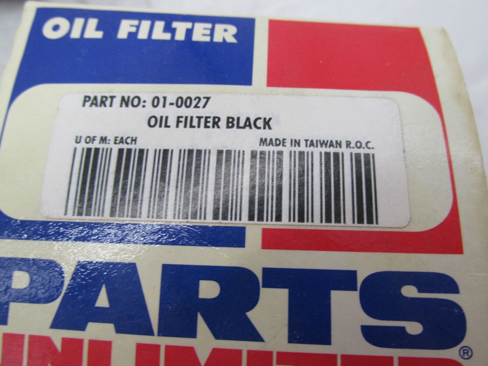 Parts Unlimited Black Oil Filter 01-0027