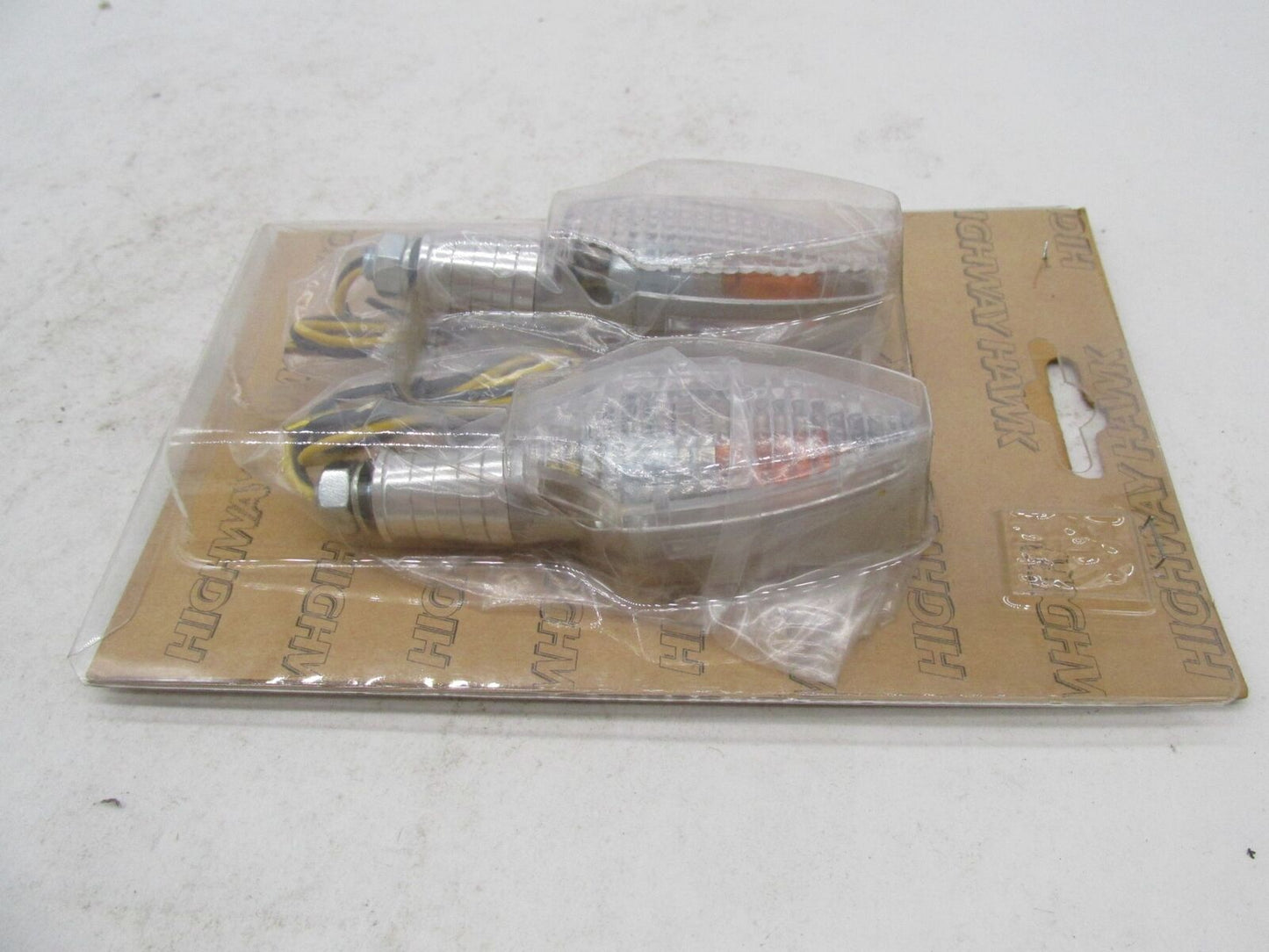 Set of Highway Hawk Motorcycle Chrome Turn Signals Slim Clear Lens 68-6010