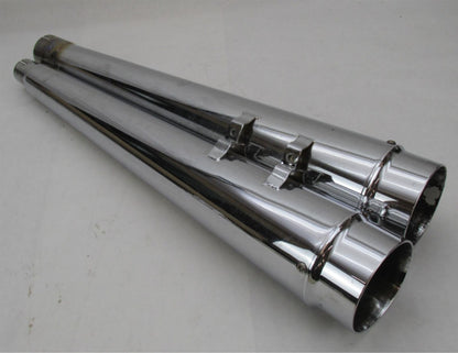 Set of V-Twin Chrome Wyatt Gatling Harley Megaphone Slip On Mufflers 30-0939