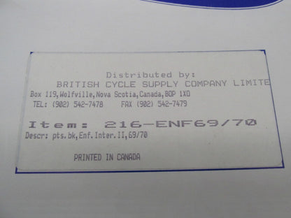 Copy Royal Enfield 1969 -70 Interceptor Spare Parts Book British Cycle Supply