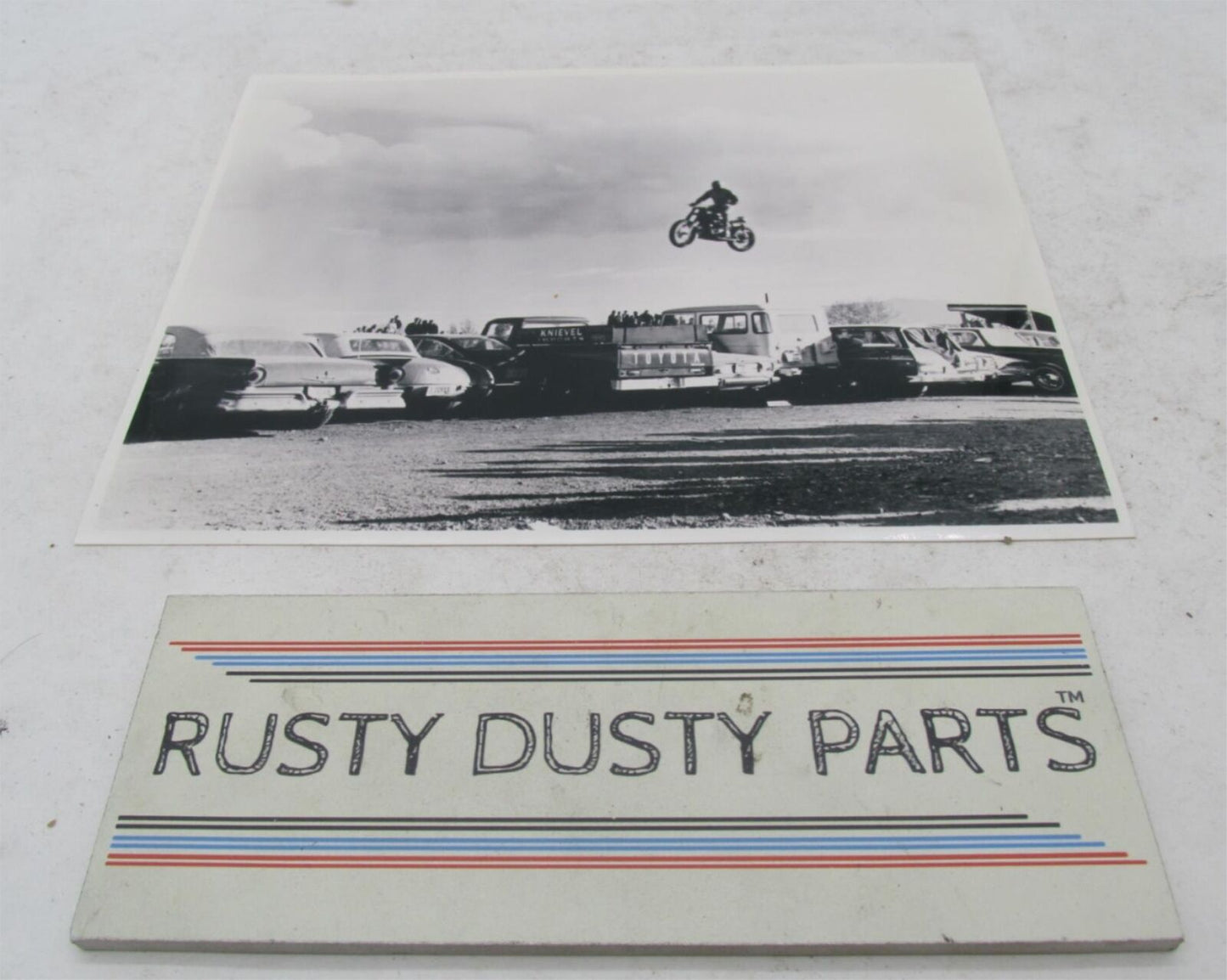 Evel Knievel Motorcycle Jump Photo 8X10" Black & White B&W Harley Davidson