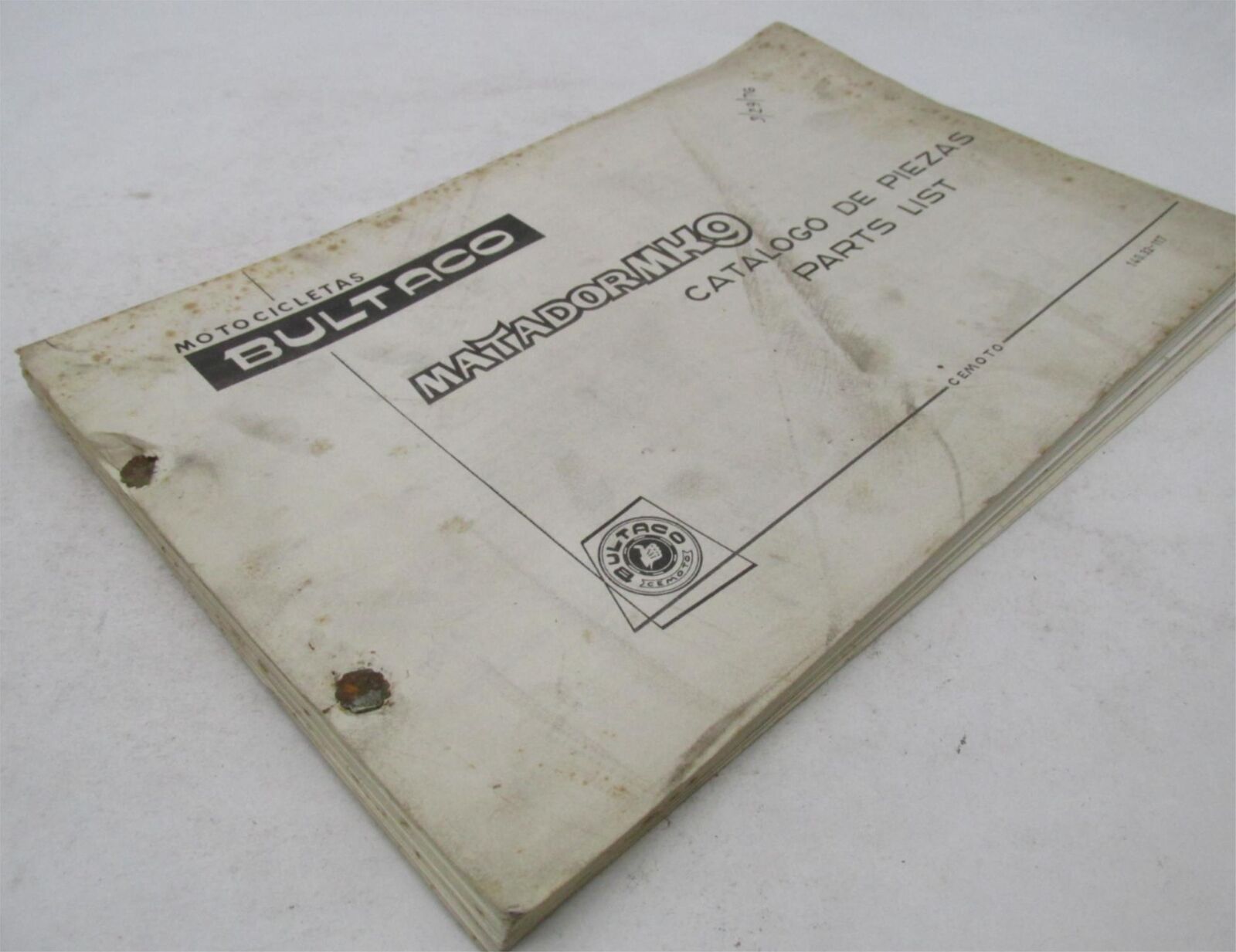 Bultaco Factory 1976 Matador Mk9 Motorcycle Catalog Parts List Book 140.32-117