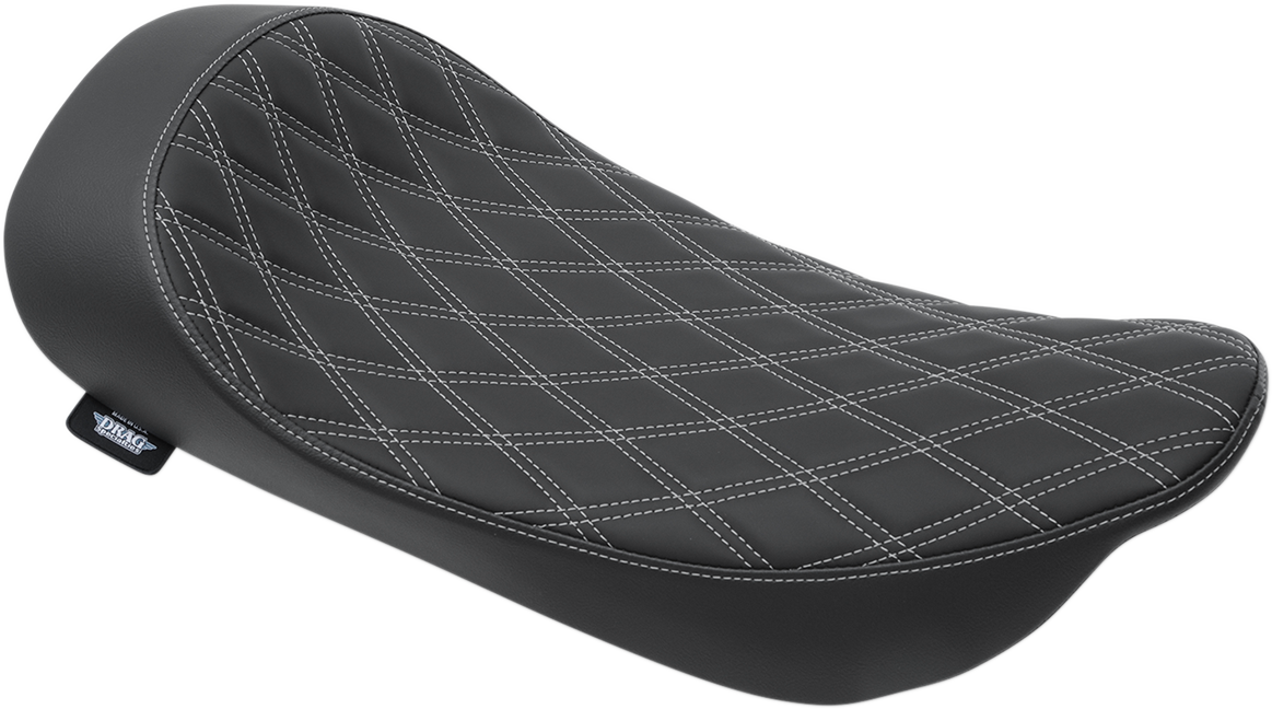 Drag Specialties Low Profile Solo Seat Duoble diamond, silver stitch 0801-1156