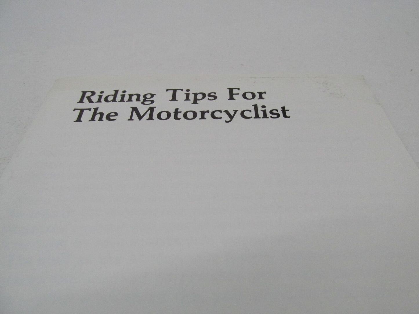 Harley-Davidson Genuine Safety & Riding Tips Brochure Literature 99500-78
