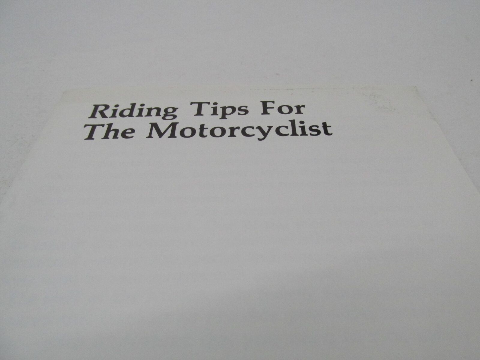 Harley-Davidson Genuine Safety & Riding Tips Brochure Literature 99500-78
