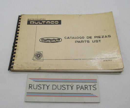 Bultaco Original Factory 1971 Campera Parts Catalog List Book Manual 21.32-117-1