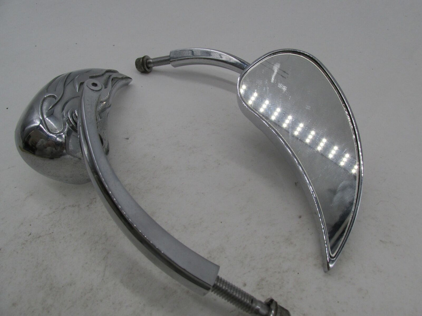 Pair of Universal Motorcycle Honda Harley Custom Chopper Flame Teardrop Mirrors