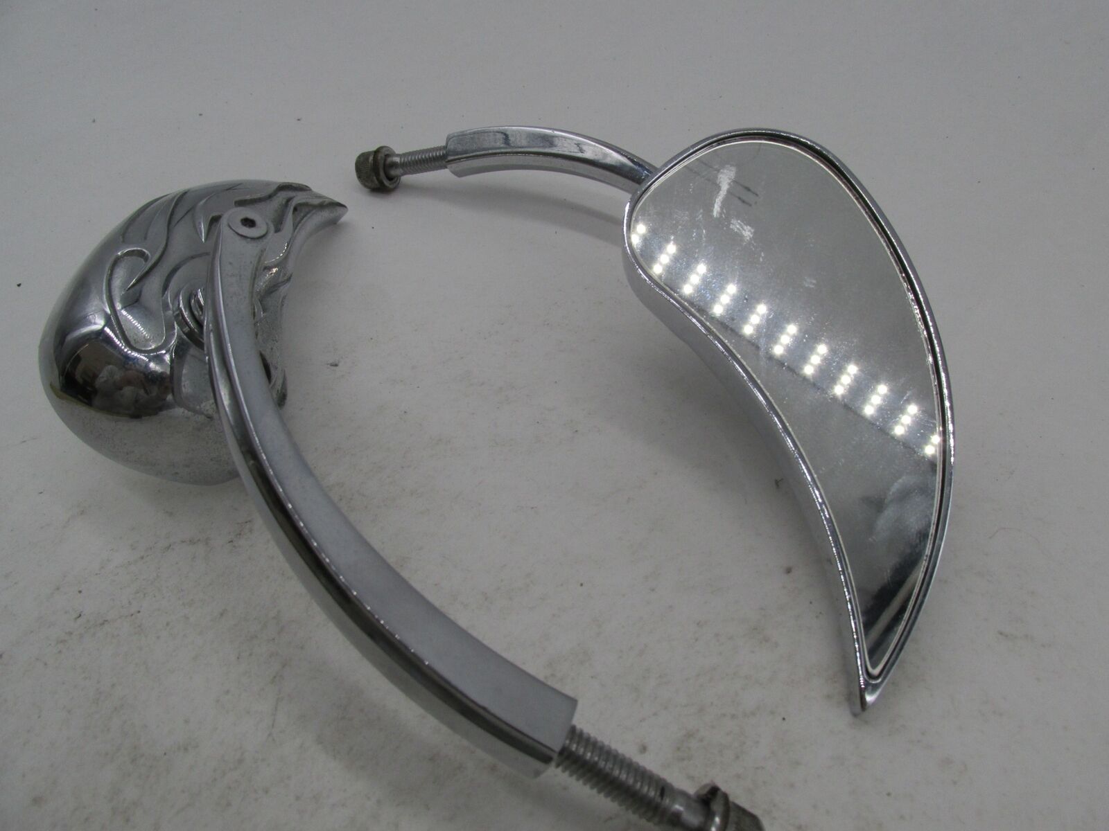 Pair of Universal Motorcycle Honda Harley Custom Chopper Flame Teardrop Mirrors