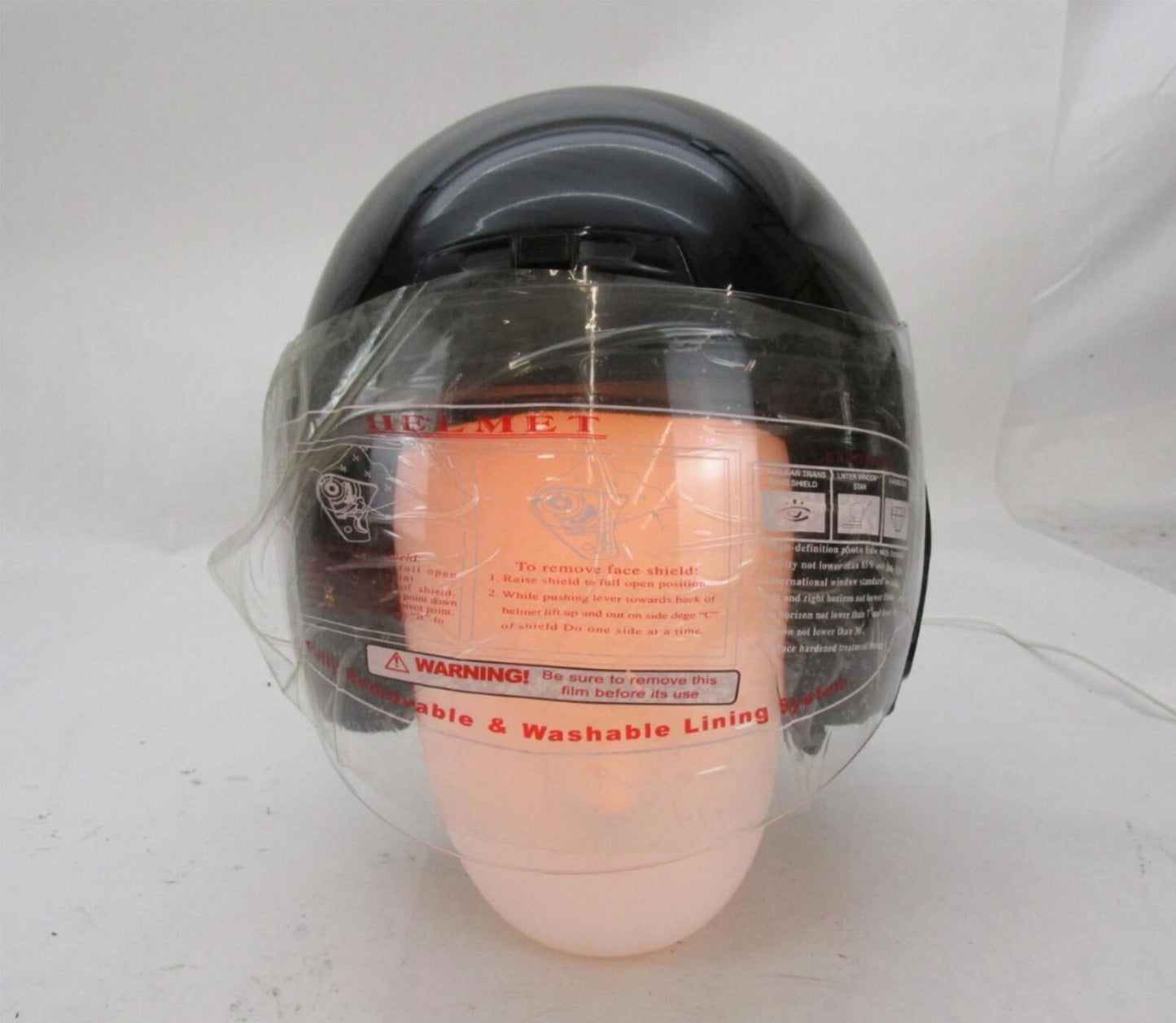 HCI Black Motorcycle Open Face Half Helmet Size Small S
