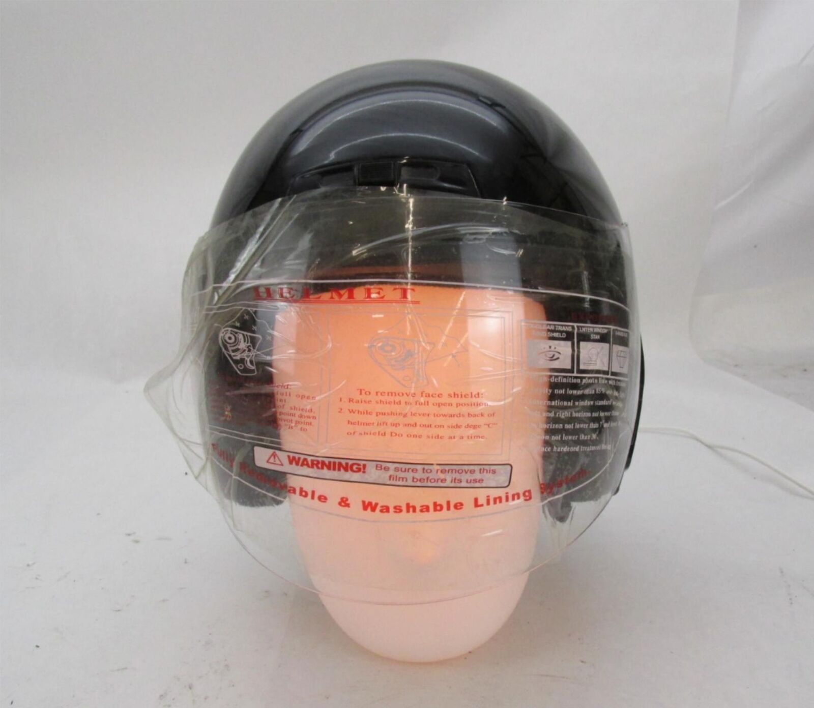 HCI Black Motorcycle Open Face Half Helmet Size Small S
