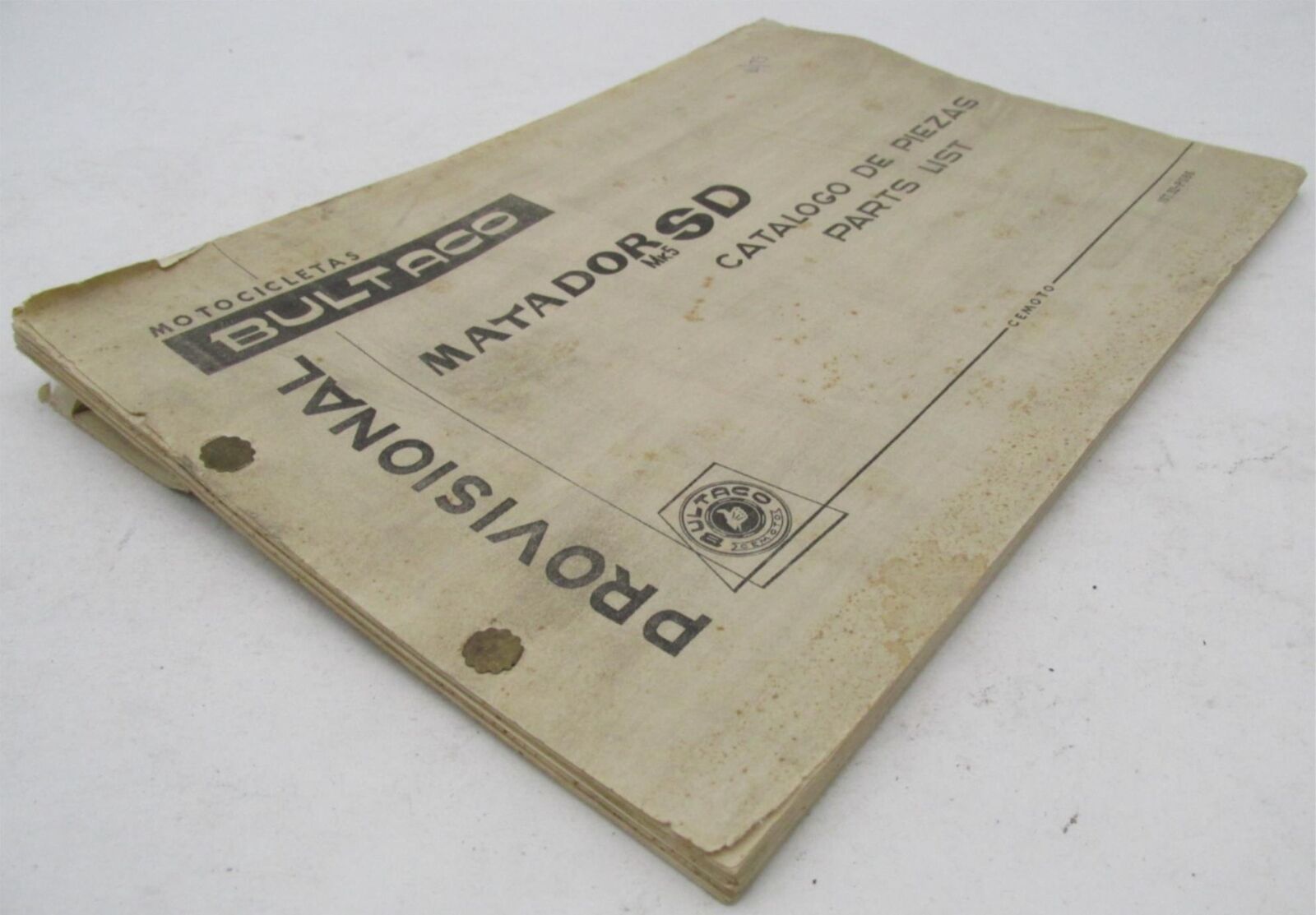 Bultaco 1972 Factory Provisional Matador MK5 Parts List Catalog 107.32-P066