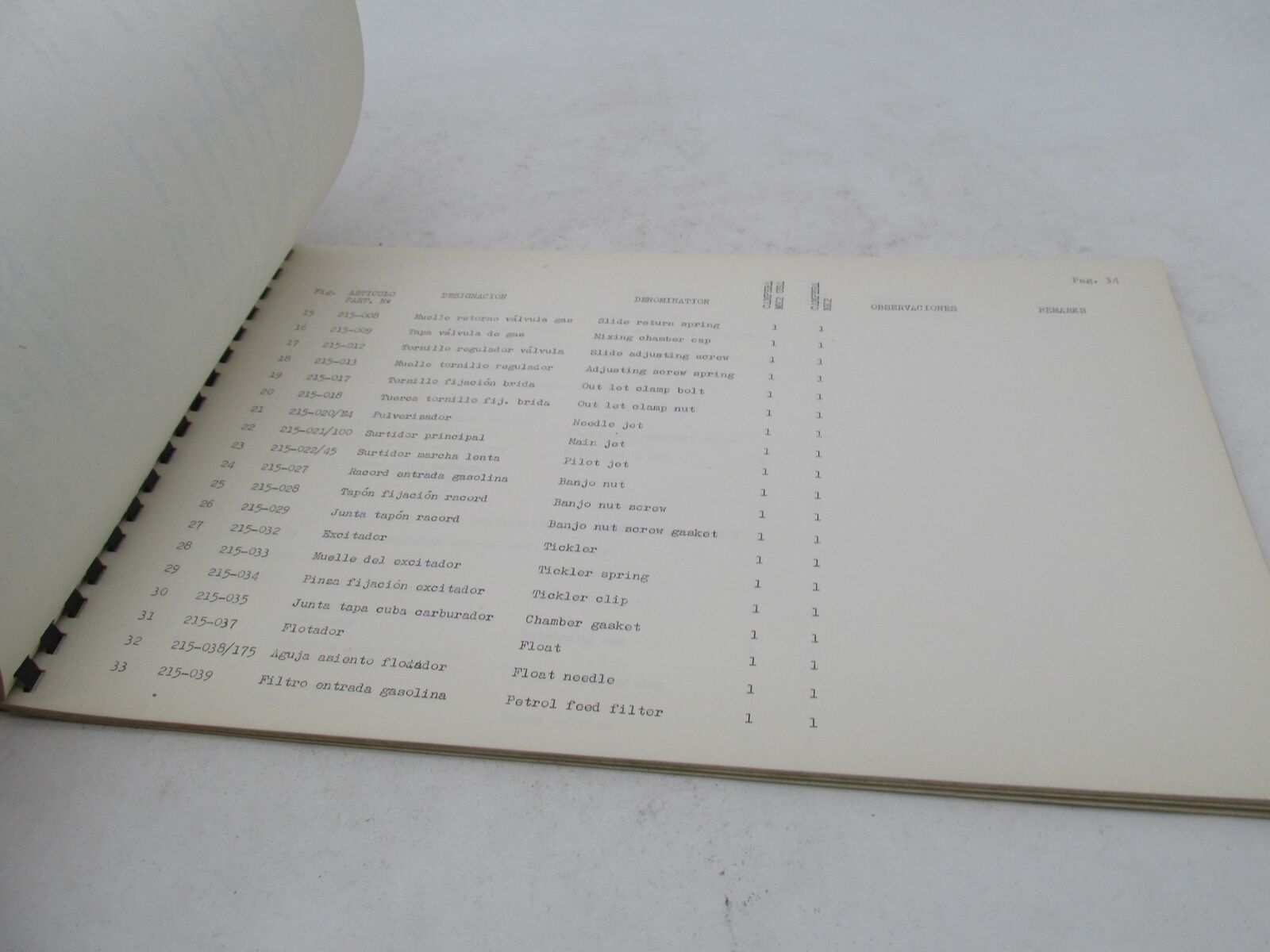 Bultaco Original Factory 1969 Campera Mk2 Motorcycle Catalog Parts List