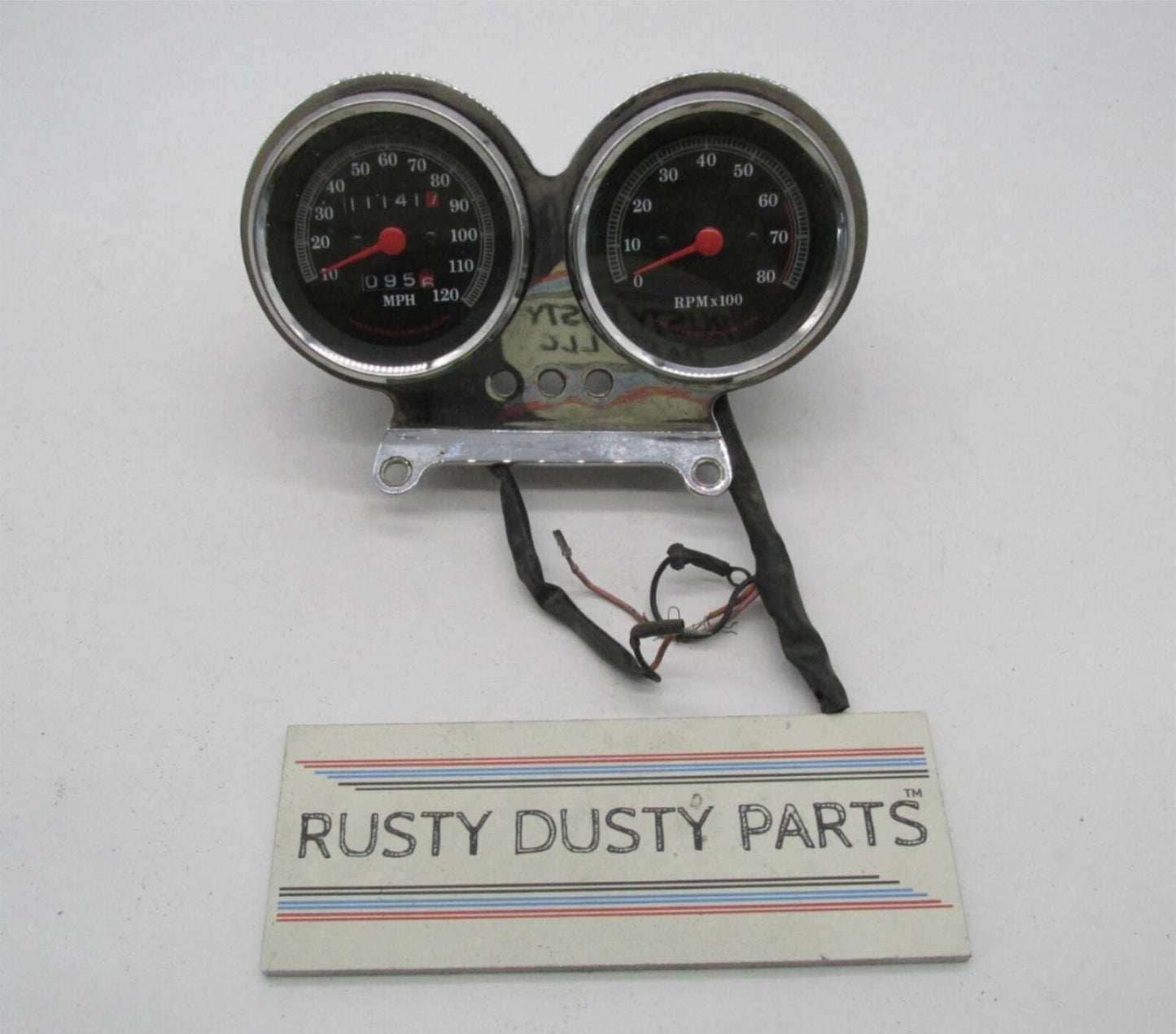 Harley-Davidson Genuine Chrome Dual Gauge Speedo & Tach Gauge Clock Assembly