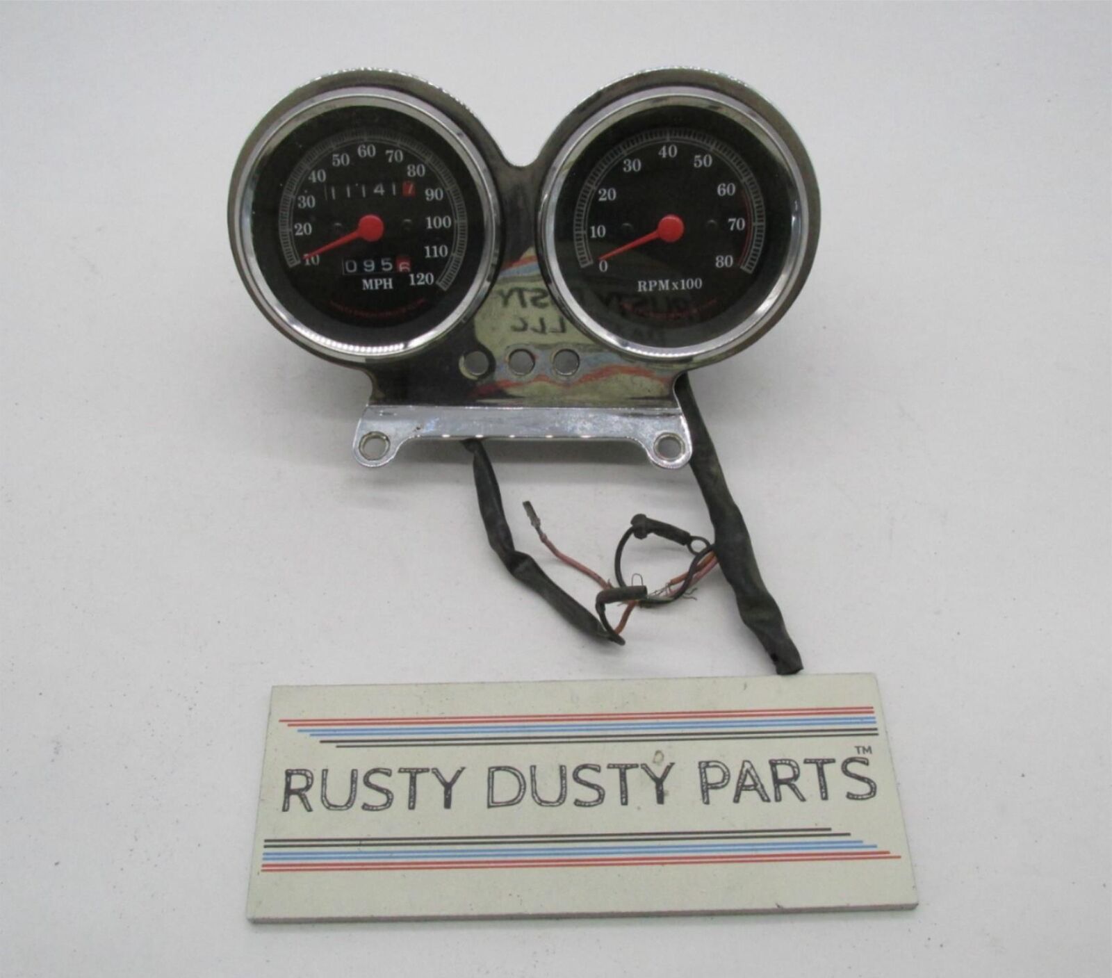 Harley-Davidson Genuine Chrome Dual Gauge Speedo & Tach Gauge Clock Assembly