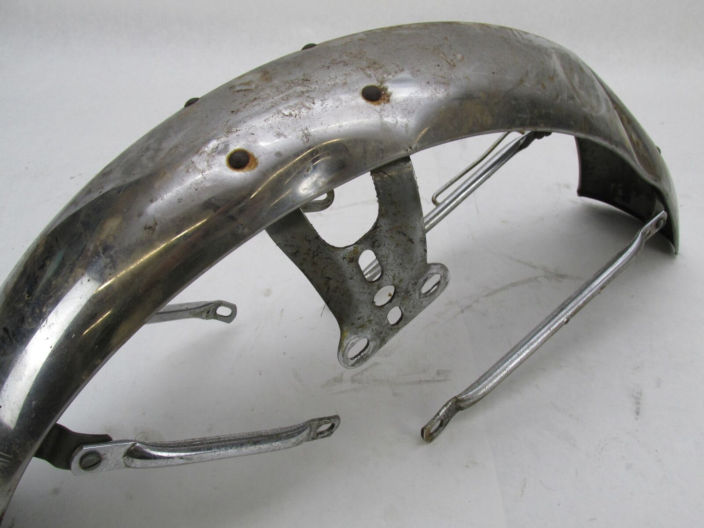 Vintage Patina Chrome 4.5" Wide Front Fender Triumph BSA Norton Ducati Guzzi