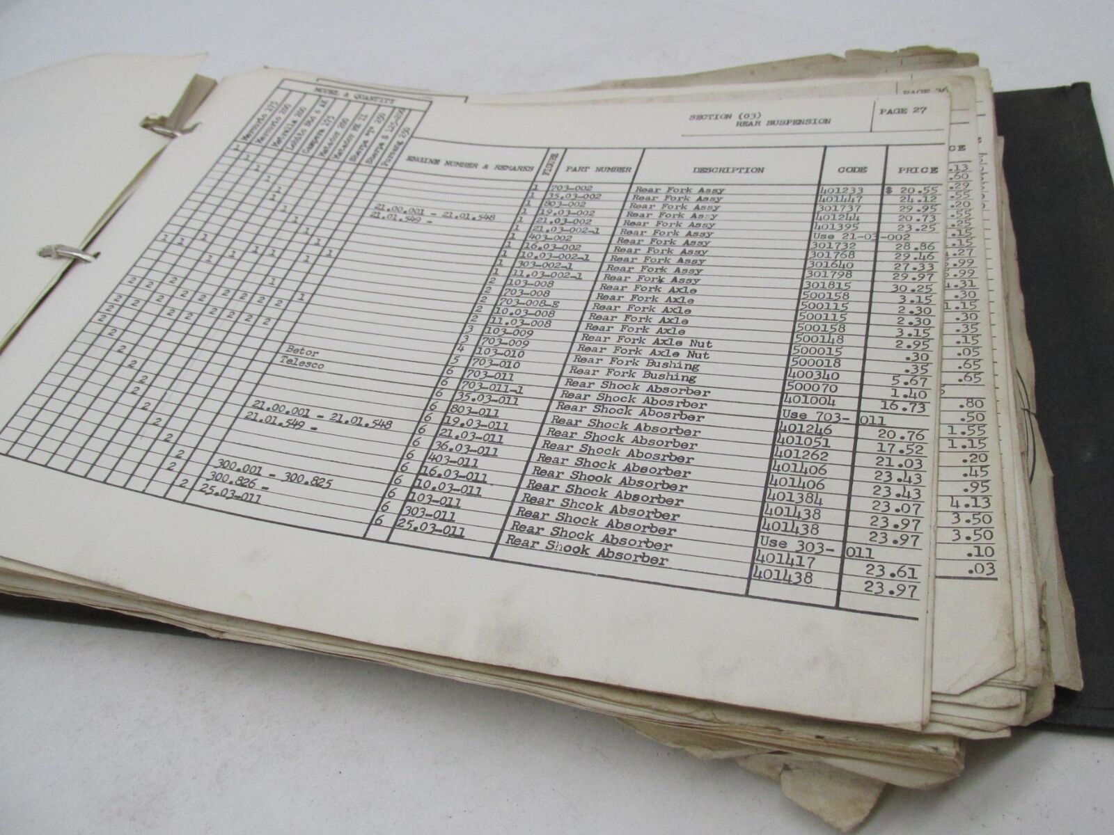 Bultaco Original Factory 4 Speed 100-250cc Parts Catalog List Manual w/ Binder