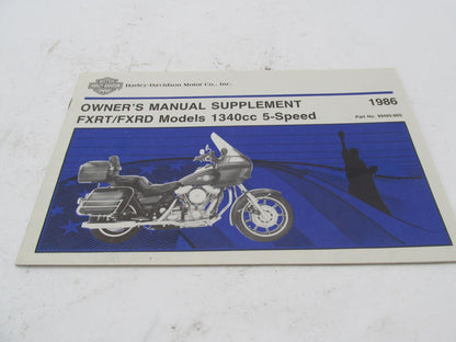 Harley Davidson 1986 FXRT/FXRD 1340cc Owner's Manual Supplement 99465-86S