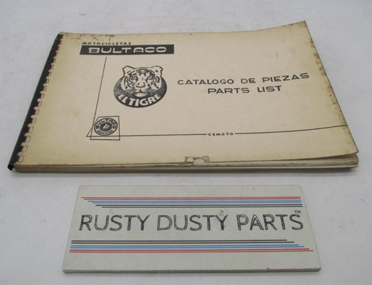 Bultaco Original Factory 1970 El Tigre Motorcycle Catalog Parts List Book
