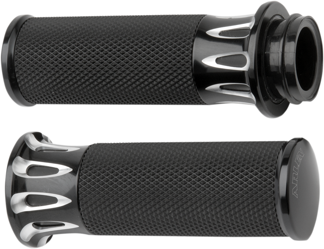 Arlen Ness Fly-By-Wire Fusion Series Grips Black Deep Cut 07-319