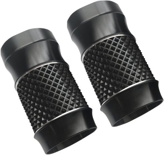 EDDIE TROTTA DESIGNS Fork Slider Covers Stock Black Anodized Cross-Cut TC-962B