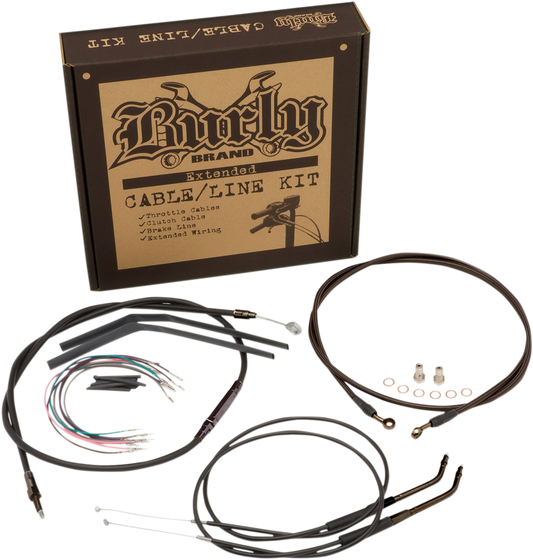Burly Black Vinyl Handlebar Cable and Brake Line Kits for Jail Bars 12" B30-1144