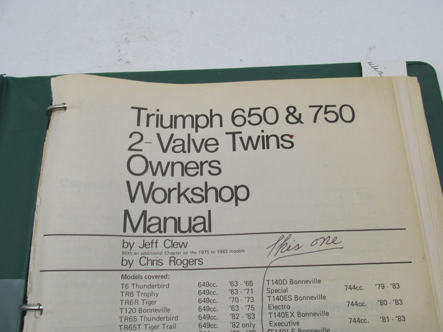 Triumph 650 and 750 2 Valve Twins Owners Workshop Manual