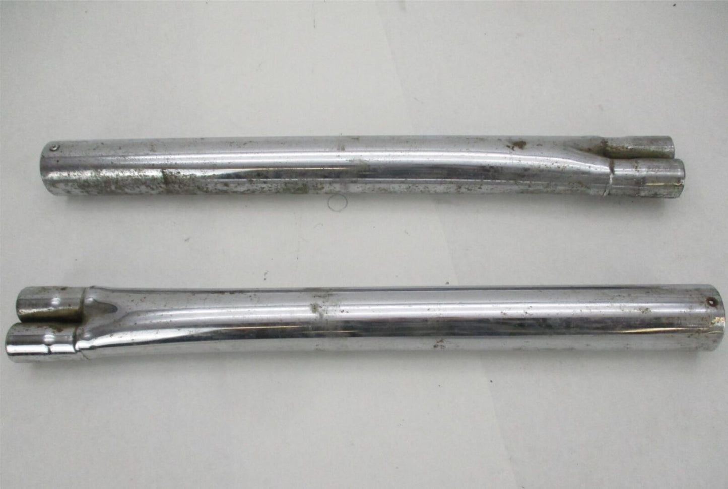 Set of 2 Vintage Motorcycle 2 into 1 Exhaust Mufflers 1.5" OD / 2.5" OD