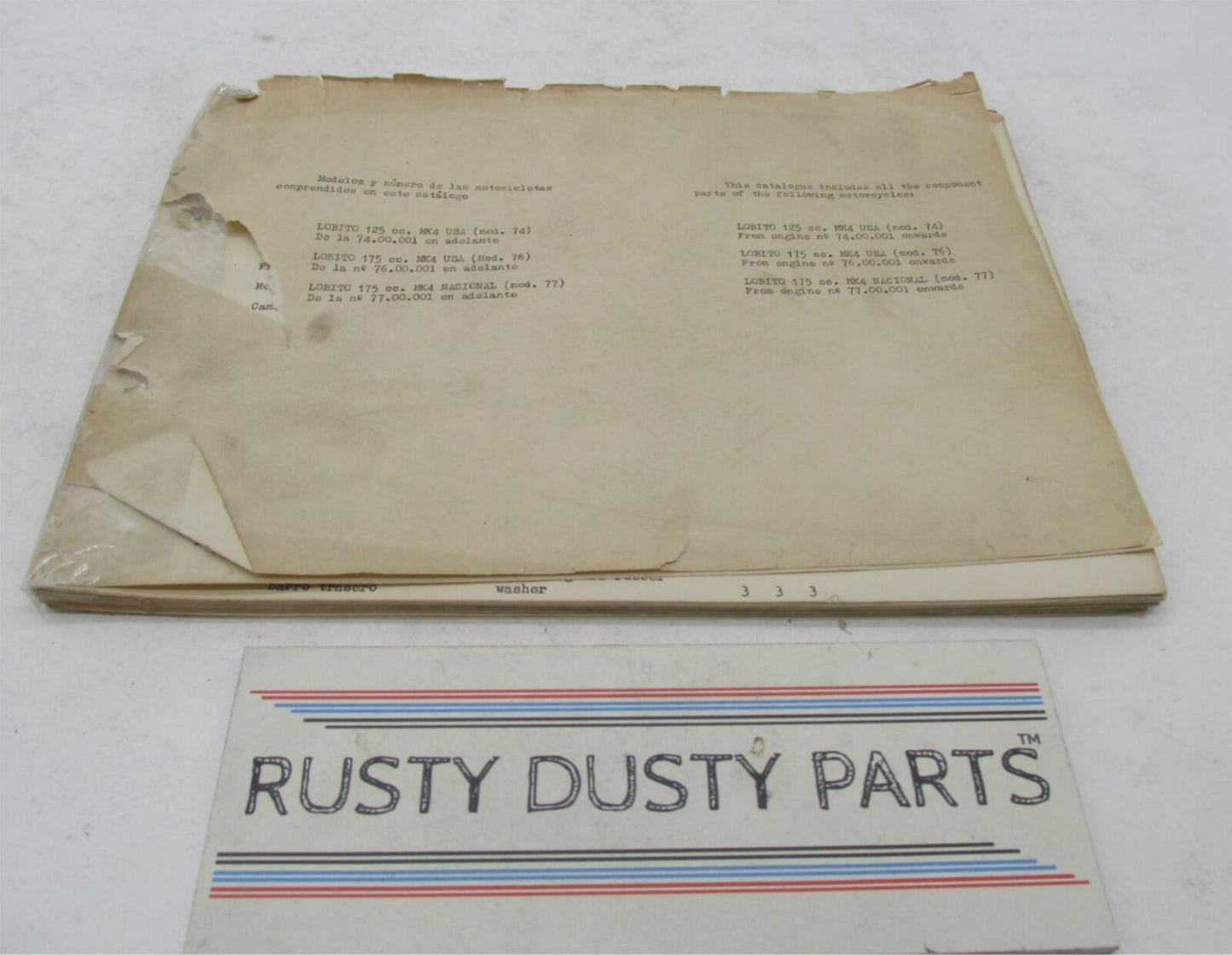 Bultaco Lobito Mk4 Provisional Motorcycle Catalog Parts List Book 74.32-P117
