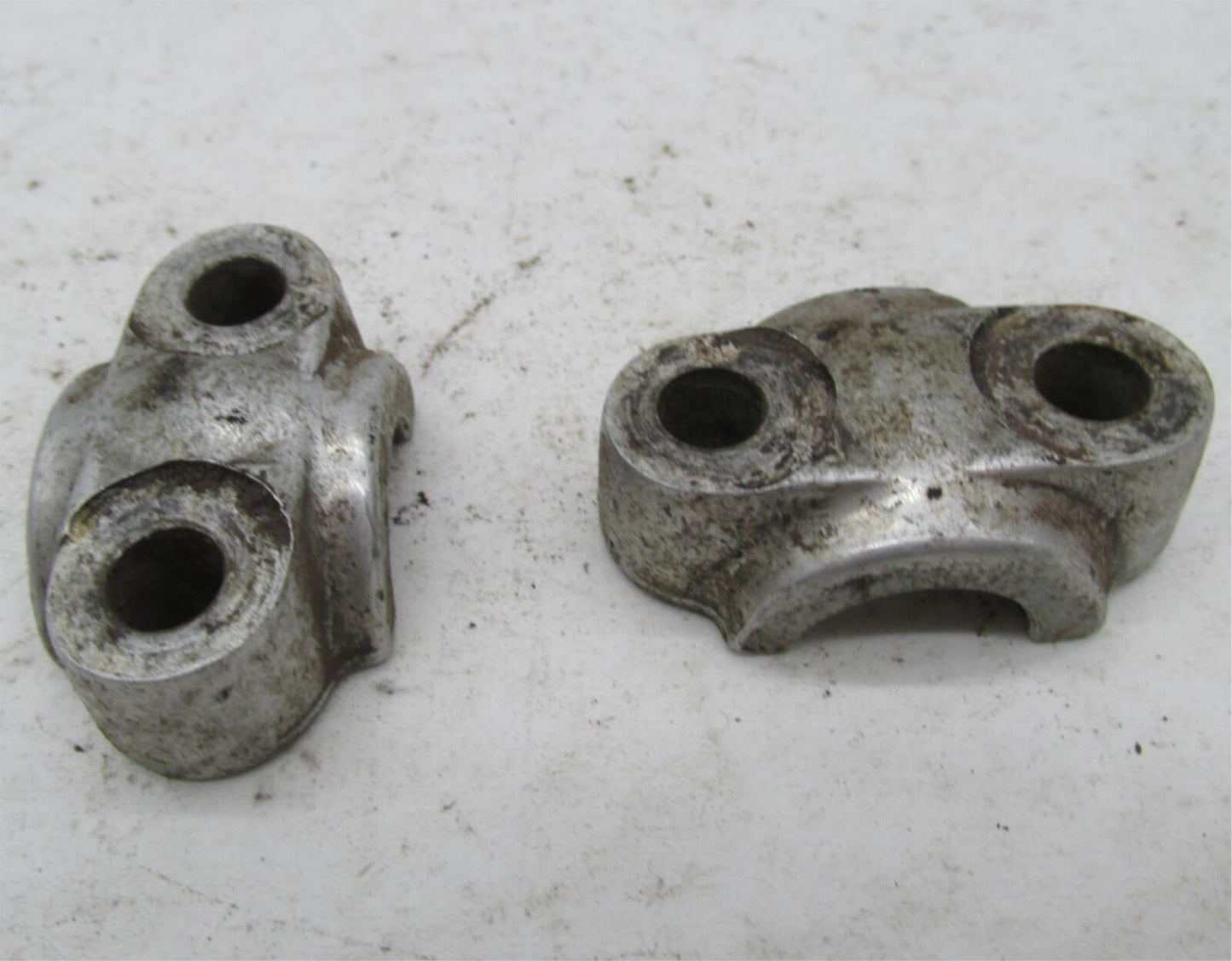 Pair of Vintage Triumph BSA Front Wheel Axle Fork Clamp Holders Caps
