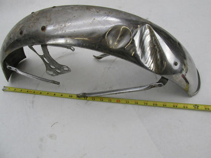 Vintage Patina Chrome 4.5" Wide Front Fender Triumph BSA Norton Ducati Guzzi
