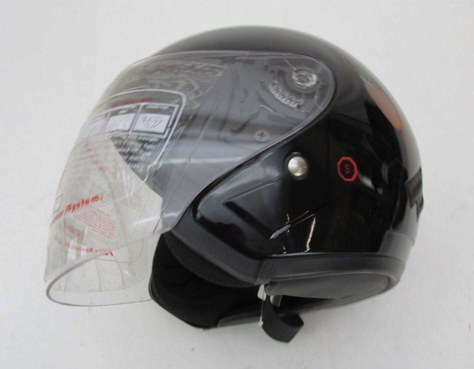 HCI Black Motorcycle Open Face Half Helmet Size Small S